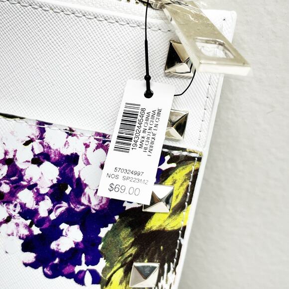 NEW White House Black Market WHBM Purple & White Floral Clutch Purse Bag - Picture 6 of 6